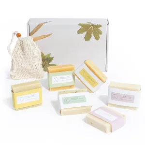 Lizush Luxury Spa Gift Basket And Self Care Gifts For Women With Lemongrass, Grapefruit, Eucalyptus, Orange Ylang Ylang, Lavender. 6 Natural Soap Bars, Soap Saver - Giftable - 6 Piece Set