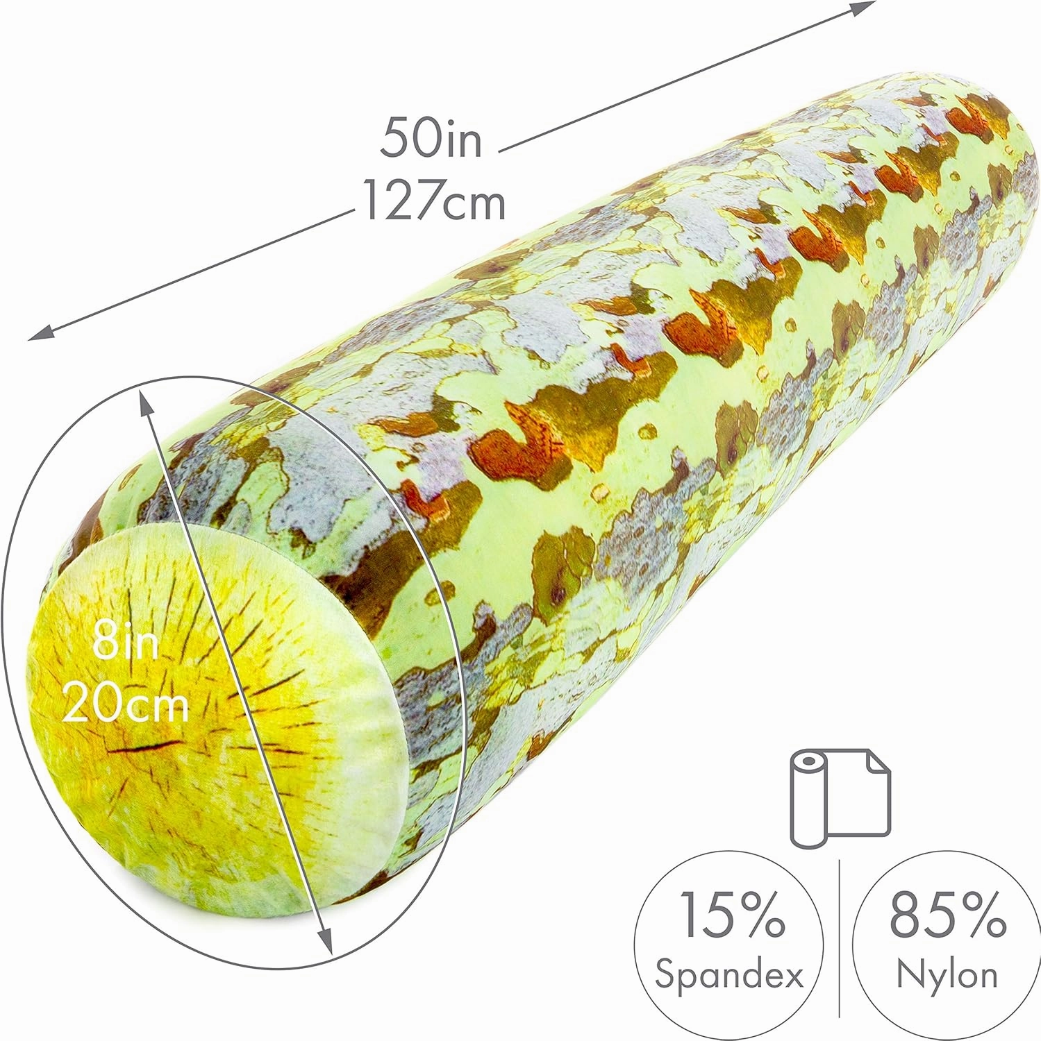 Log Tree Forest Microbead Body Pillow - Straight Long Pillows for Comfort or Use During Pregnancy- Spandex 85% / Nylon 15% - Spongy Cooling Hypoallergenic Outer Fabric - 50" X 8" - Side Sleepers