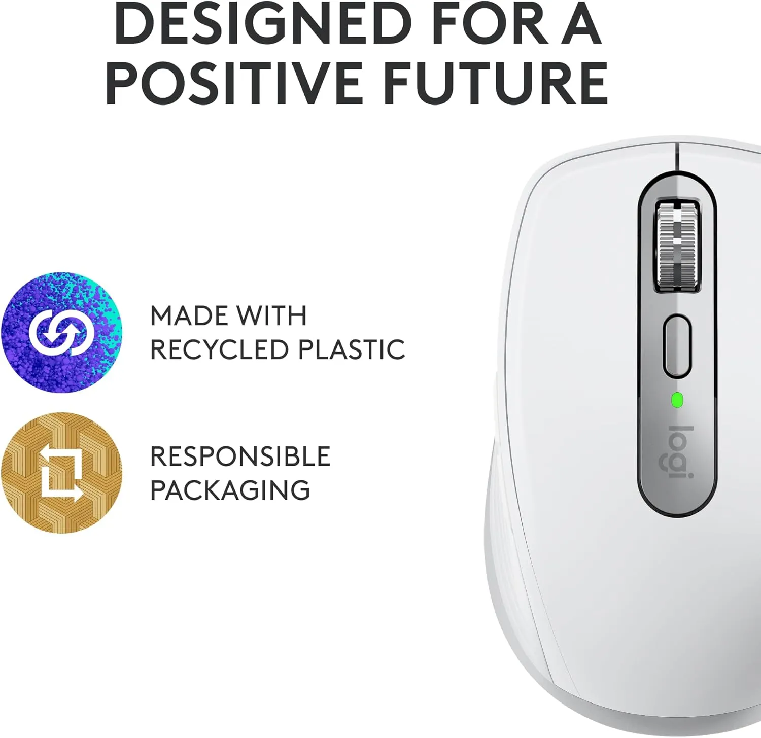 Logitech MX Anywhere 3S Compact Wireless Mouse, Fast Scrolling, 8K DPI Any-Surface Tracking, Quiet Clicks, Programmable Buttons, USB C, Bluetooth, Windows PC, Linux, Chrome, Mac - Pale Grey