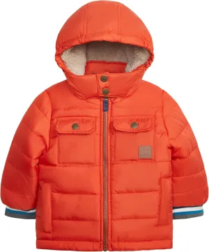 LONDON FOG Boys' Heavyweight Winter Puffer Coat with Sherpa-Lined Hood and Chest Pockets
