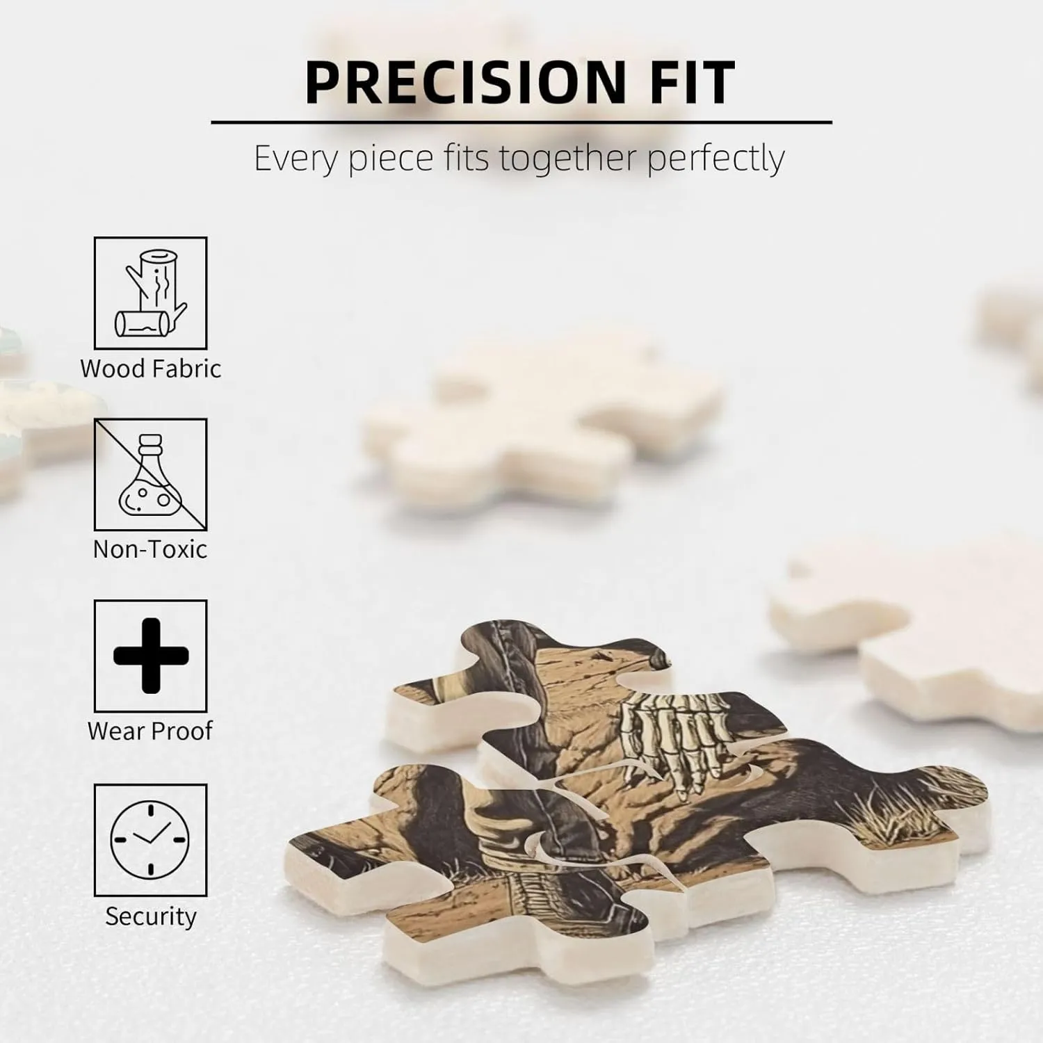 Lone Skeleton Cowboy Sitting in Desert Sunset,500 Piece Wooden Puzzle for Adults,Haunting Western Artwork,Brain Training Challenge,Stress Relief Activity,eco-Friendly woodens Pieces