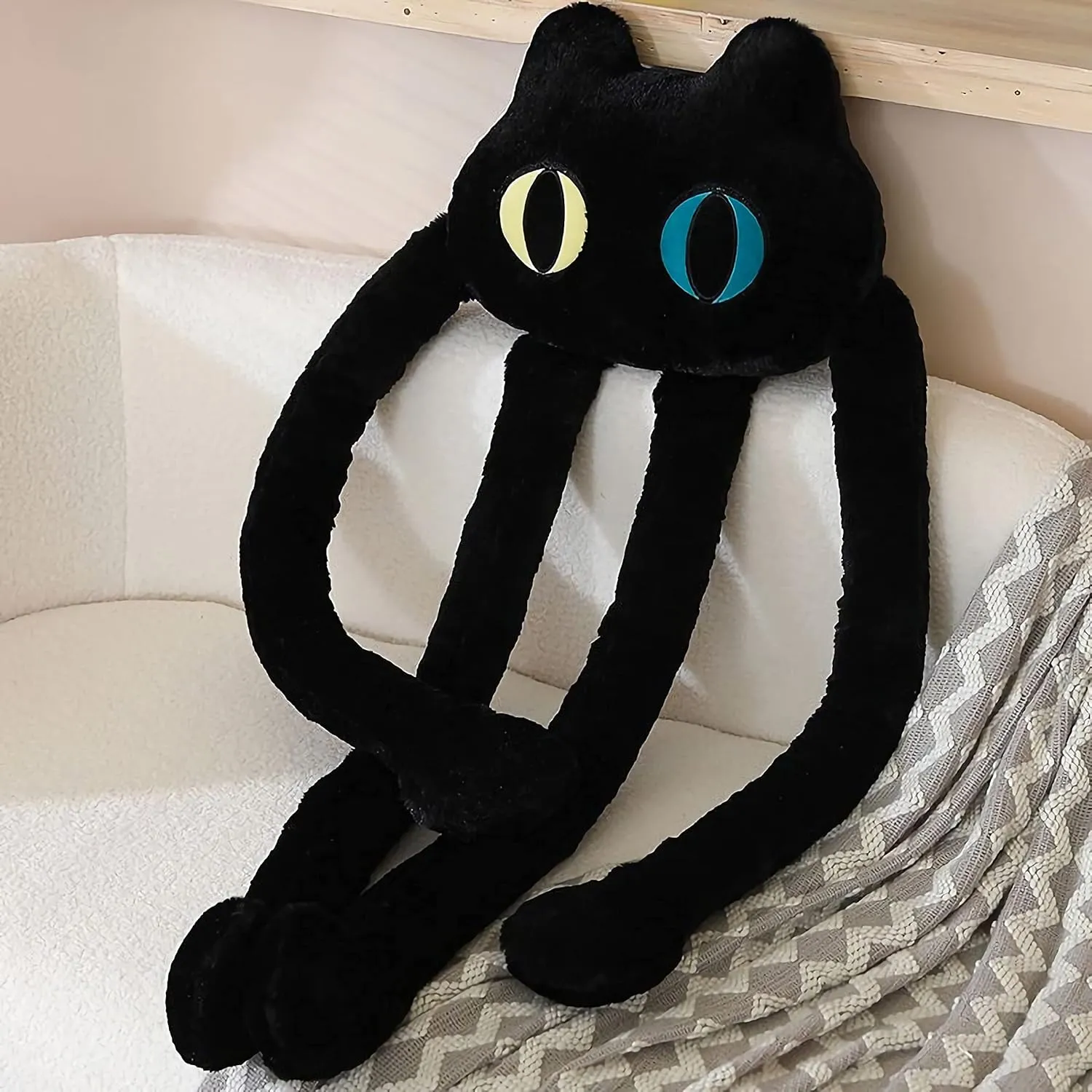 Long Cat Plush Pillow, 39" Cute Black Cat Stuffed Animals Kawaii Soft Plushies,Big Plush Toys Gift for Girlfriend Kids