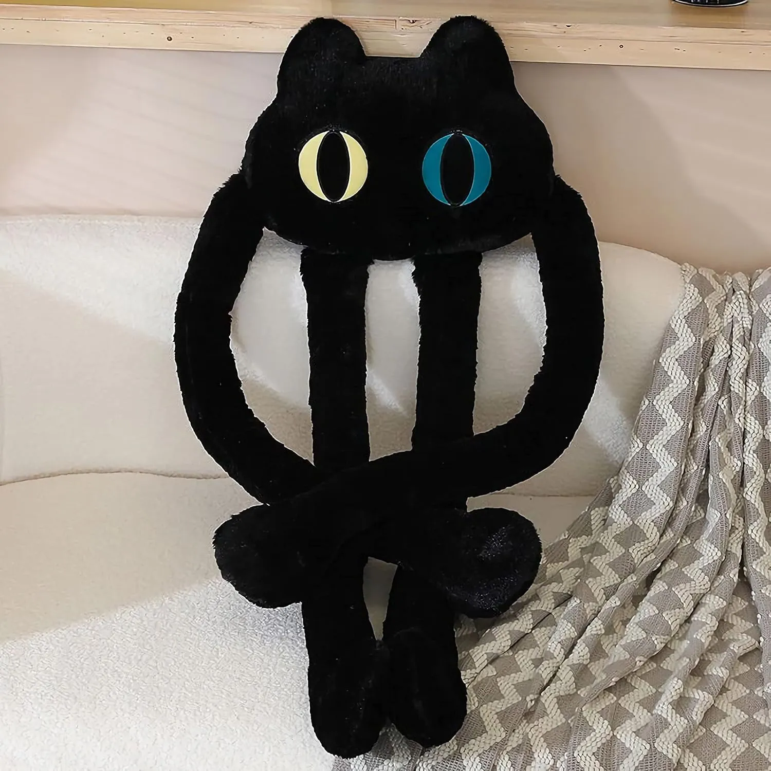 Long Cat Plush Pillow, 39" Cute Black Cat Stuffed Animals Kawaii Soft Plushies,Big Plush Toys Gift for Girlfriend Kids