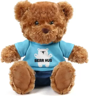 LotFancy Teddy Bear Stuffed Animal, with Removable Clothes, 10 Inch Cute Baby Boy Bear Plush, Plushies Toy for Kids, Baby Shower Decoration, Easter Gift, Brown
