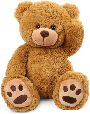 LotFancy Teddy Bear Stuffed Animals, 20 inch Brown Soft Cuddly Stuffed Plush Bear, Cute Stuffed Animals Toy with Footprints, Gifts for Kids Baby Toddlers on Baby Shower, Easter Decoration