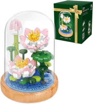 Lotus Flower Bouquet Building Set, 668PCS Mini Bricks Botanical Collection Building Blocks with Display Case, Artificial Plant Flowers Set for Adults, Birthday for Her