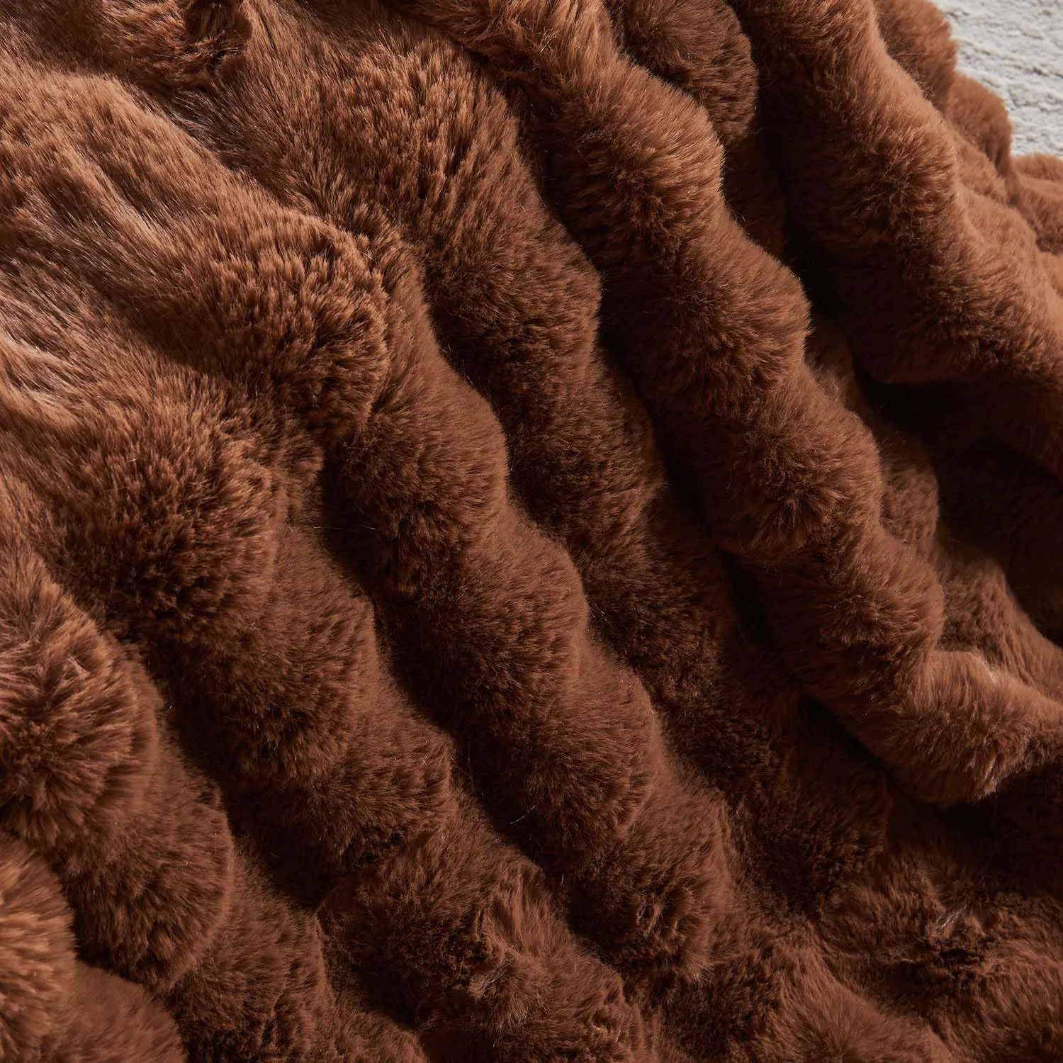 Lotus Karen Faux Fur Throw Blanket Dark Coffee - Big Bubble Rabbit Fluff Blanket for Couch Bed Sofa,Softest Fluffy Fuzzy Cozy Blanket,Thick Furry Plush Shaggy Warm Blankets for Women,50x60 Inches