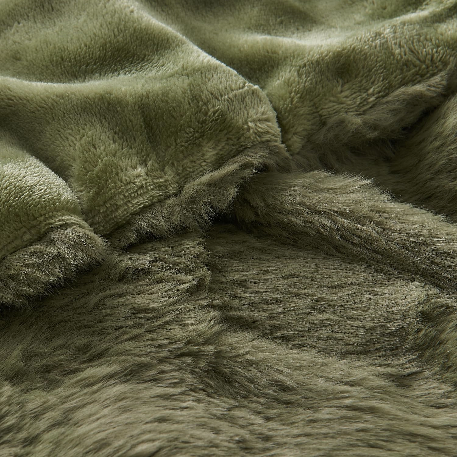 Lotus Karen Faux Fur Throw Blanket Dark Green - 800 GSM Bubble Rabbit Fluff Blanket for Couch Bed Sofa,Softest Fluffy Fuzzy Cozy Blanket,Thick Furry Plush Shaggy Warm Blankets for Women,50x60 Inches