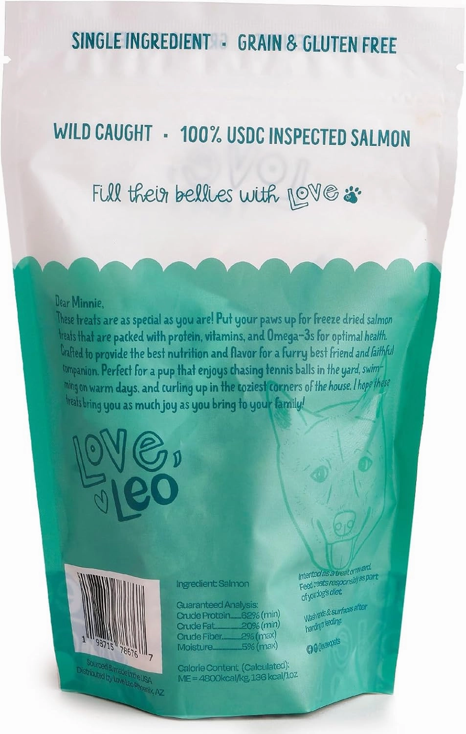Love Leo Freeze Dried Salmon Treats for Dogs (2 - Pack) - All-Natural, Single Ingredient Salmon Treats - Gluten Free, Grain Free High Protein Dog Treats for Training and Food Topper