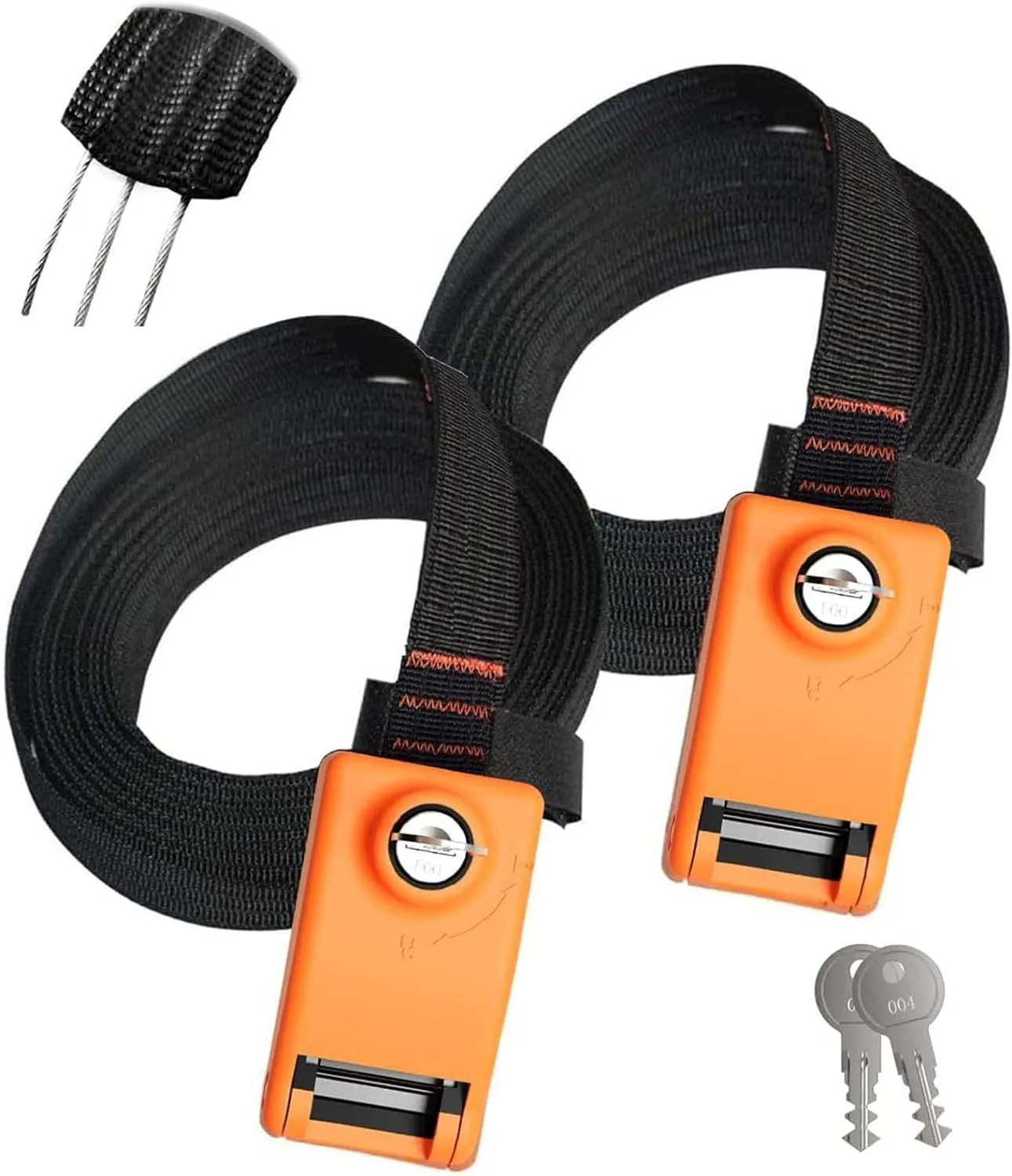 Lovinouse 2025 Upgraded 2 Pack Lockable Tie Down Strap, with 3 Stainless Steel Cables, for Lashing Locking Kayak, Bike, Surfboard, 10 Feet Each