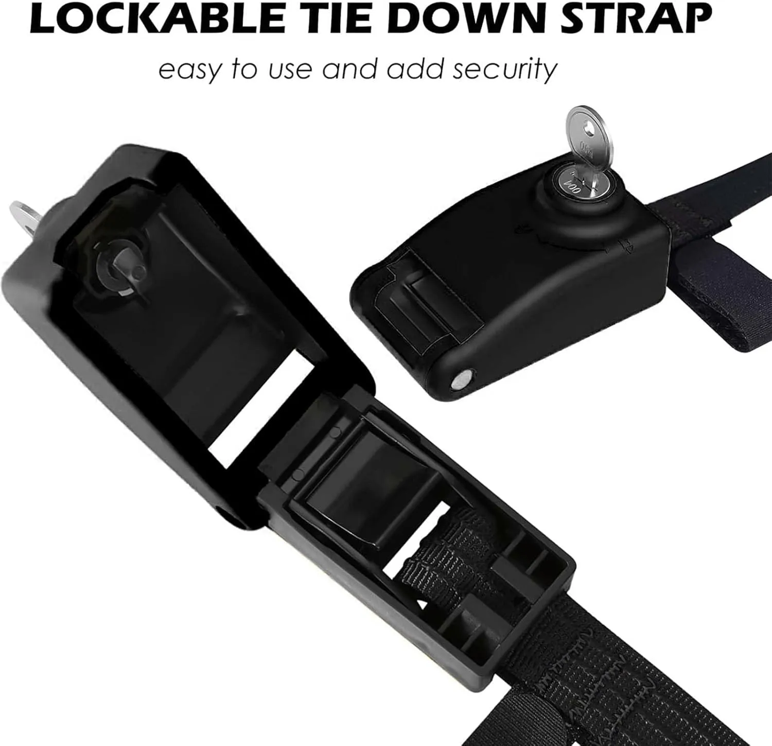 Lovinouse 2025 Upgraded 2 Pack Lockable Tie Down Strap, with 3 Stainless Steel Cables, for Lashing Locking Kayak, Bike, Surfboard, 10 Feet Each