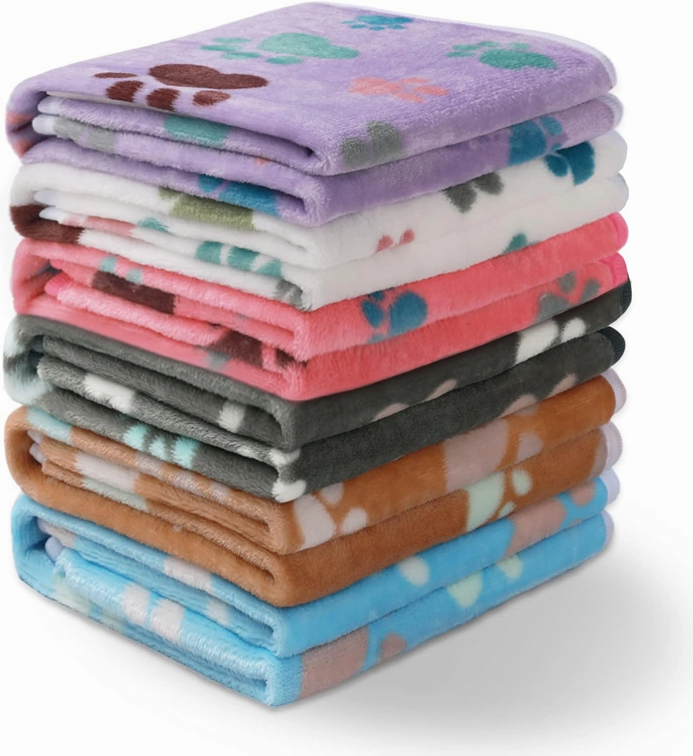 Luciphia 1 Pack 6 Dog Blankets Cat Soft Fluffy Fleece Pet Blanket Warm Cute Print Design Puppy Kitten Doggy Paw Large(41"x31")