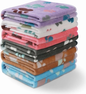 Luciphia 1 Pack 6 Dog Blankets Cat Soft Fluffy Fleece Pet Blanket Warm Cute Print Design Puppy Kitten Doggy Paw Large(41"x31")