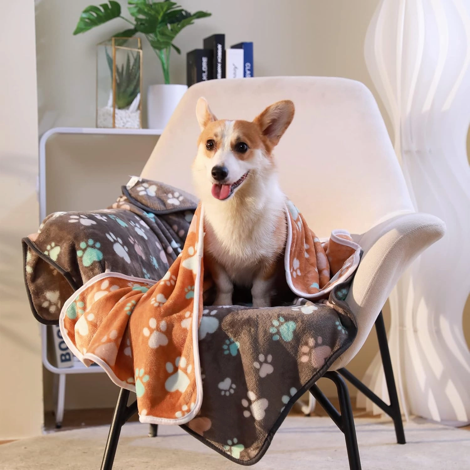 Luciphia 1 Pack 6 Dog Blankets Cat Soft Fluffy Fleece Pet Blanket Warm Cute Print Design Puppy Kitten Doggy Paw Large(41"x31")
