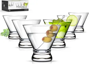 LUNA & MANTHA Martini Glasses Set of 6, Stemless Martini Cocktail Glasses for Margarita, Manhattan, Cosmopolitan, Home Bar, Evening Parties, Birthdays, Housewarming Gift, Crystal Clear 8 OZ