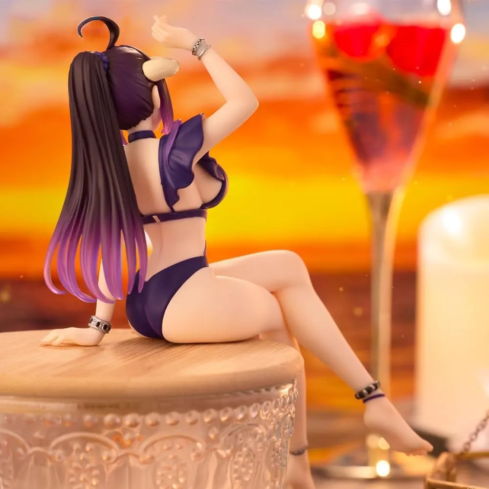 LUNK 2pcs Albedo Action Figure Sitting Swimsuit Figure 6.3" Anime Figurine Girl Albedo Statue Model Collectibles Ornaments Desktop Decoration