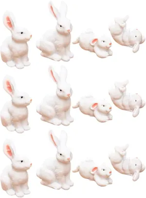 LUOZZY 20 Pcs Easter Miniature Bunny Figure Animal Rabbit Toys Mini Figurines Cake Toppers Fairy Collection Playset Ornaments - Random Style