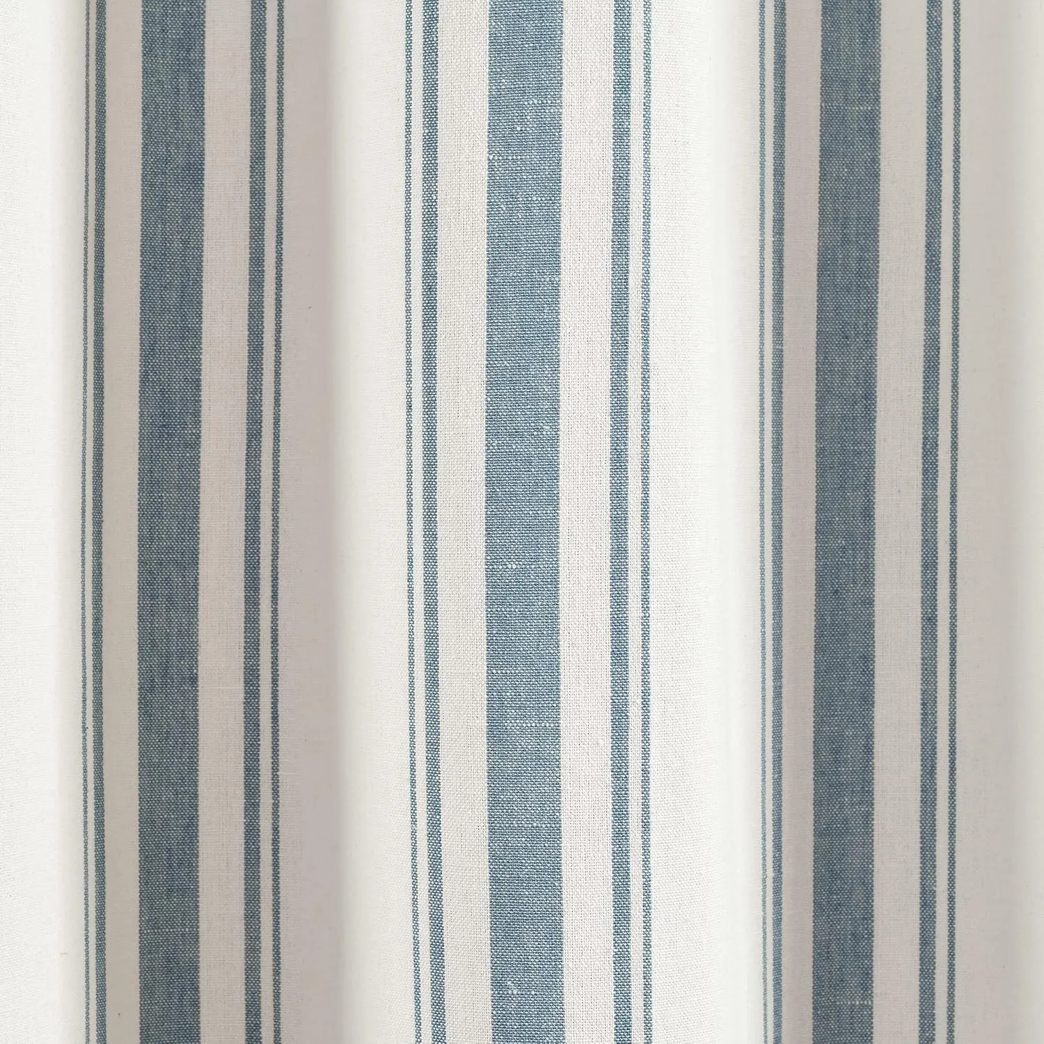 Lush Decor Farmhouse Stripe Yarn Dyed Cotton Window Curtain Panel Pair, 42" W x 84" L, Blue - Classic Modern Rustic Charm - Eco Friendly Cotton Fabric