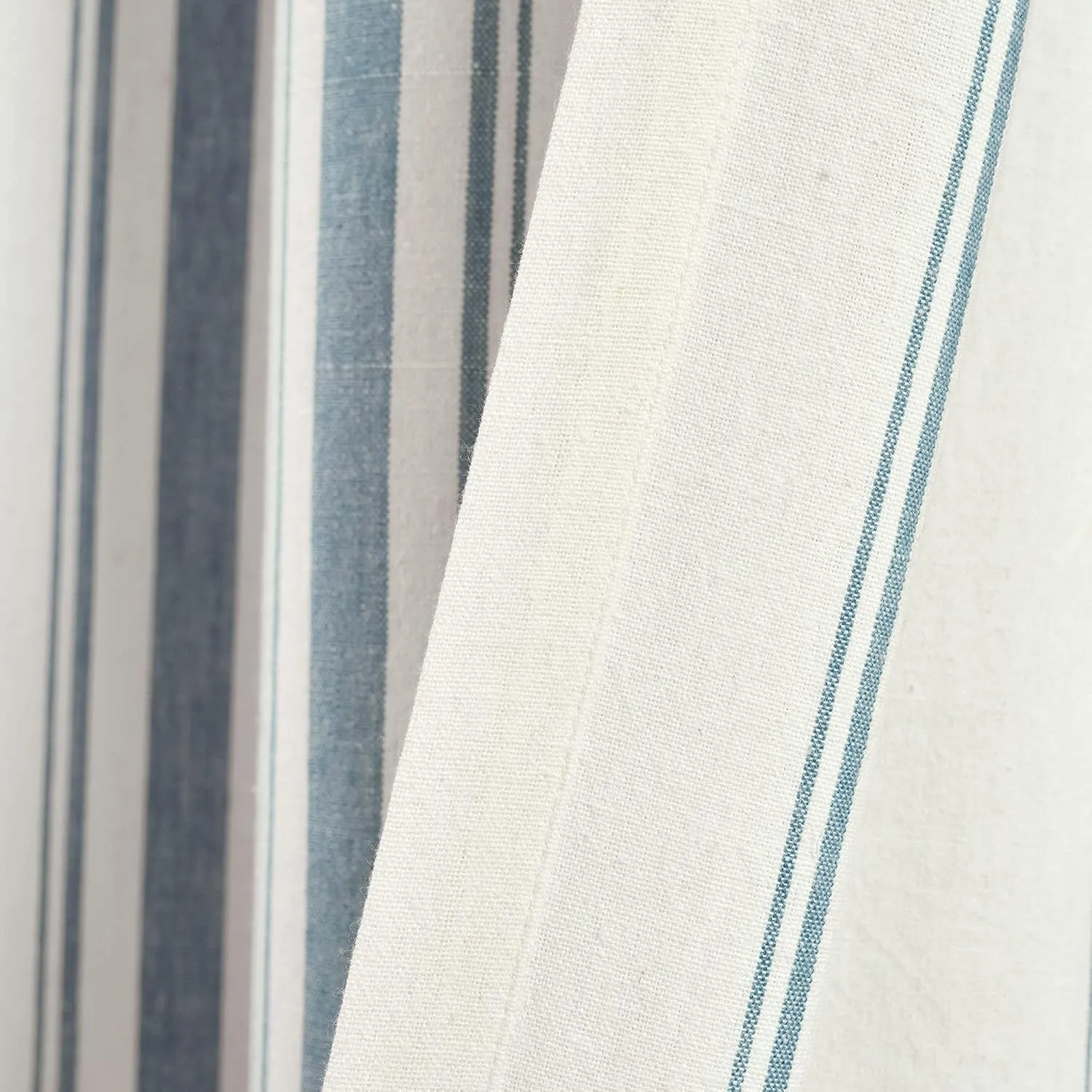 Lush Decor Farmhouse Stripe Yarn Dyed Cotton Window Curtain Panel Pair, 42" W x 84" L, Blue - Classic Modern Rustic Charm - Eco Friendly Cotton Fabric