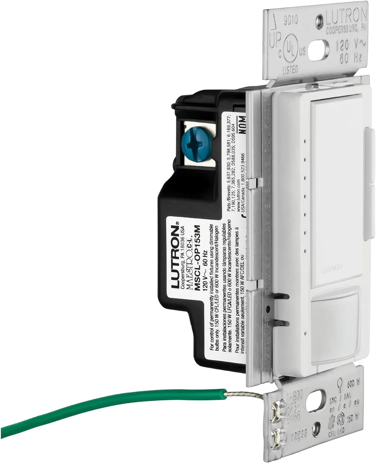 Lutron Maestro LED  Dimmer and Vacancy Sensor, Single Pole and Multi-Location, MSCL-VP153M-BI, Biscuit