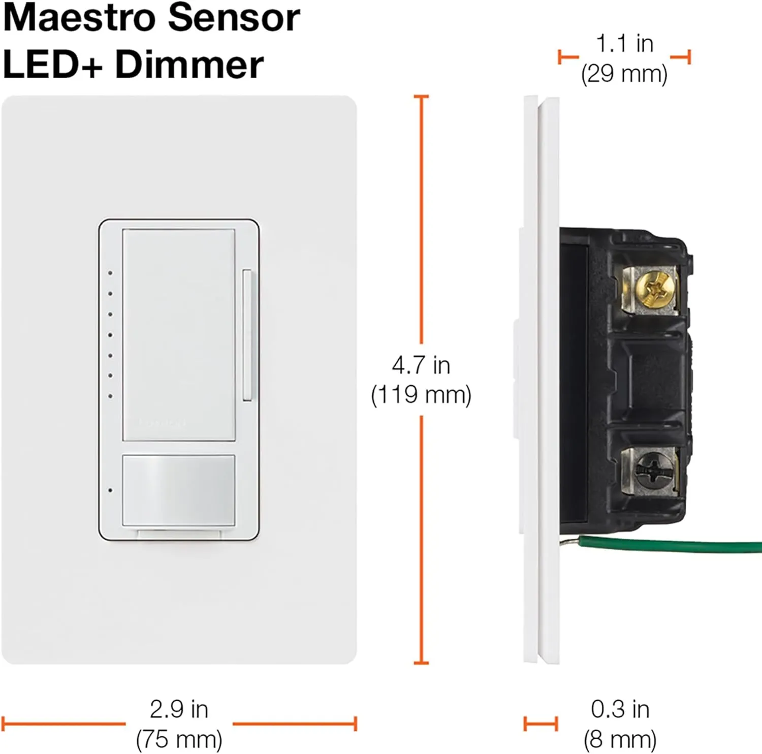Lutron Maestro LED  Dimmer and Vacancy Sensor, Single Pole and Multi-Location, MSCL-VP153M-BI, Biscuit