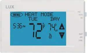 Lux LTX9600TS 7 Day Digital Programmable Thermostat for Home Use; 2 Heat, 1 Cool