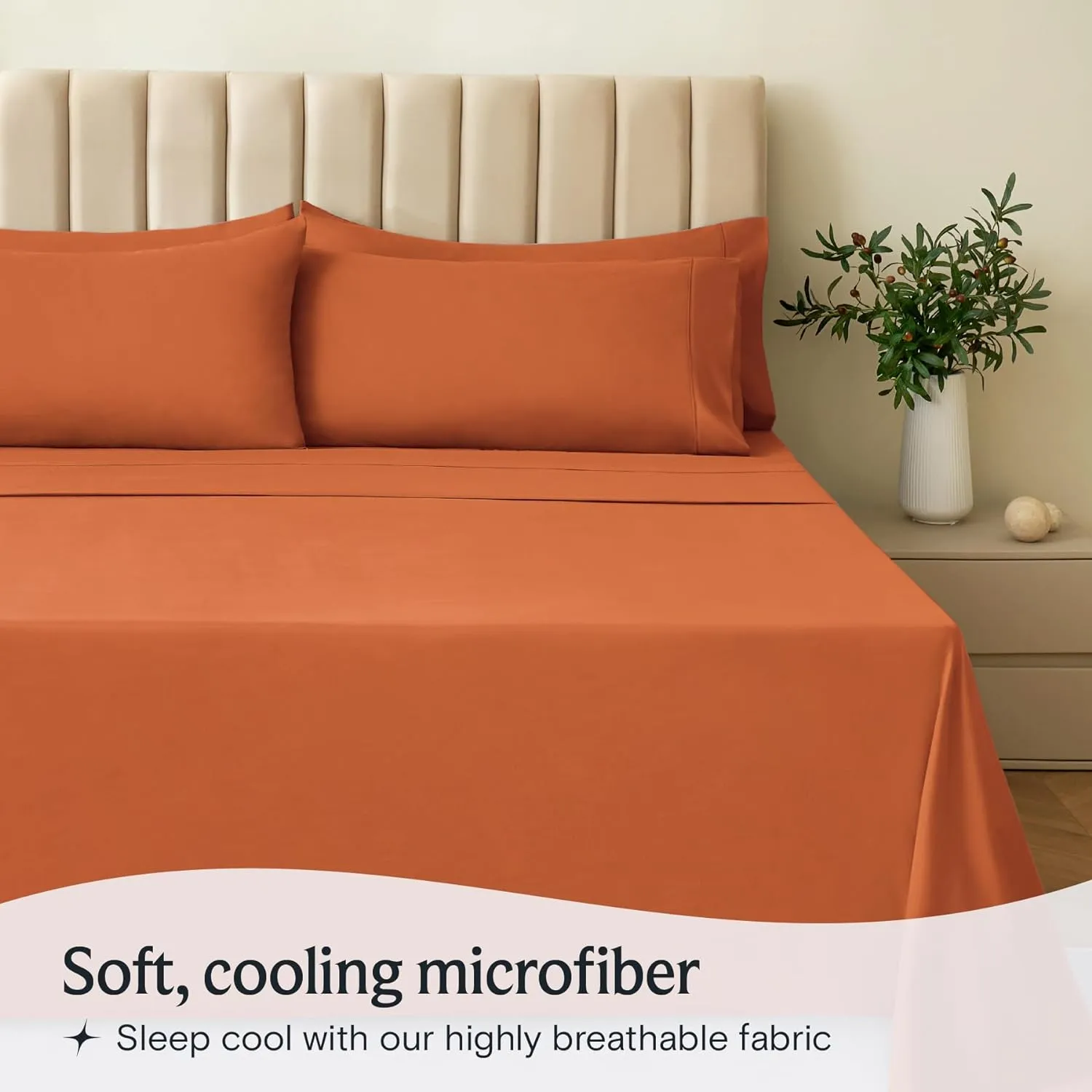 LuxClub 4 PC Sheet Sheets Deep Pockets 18" Eco Friendly Wrinkle Free-Kids-Fitted Sheets Machine Washable Hotel Bedding Silky Soft - Autumn Orange Twin