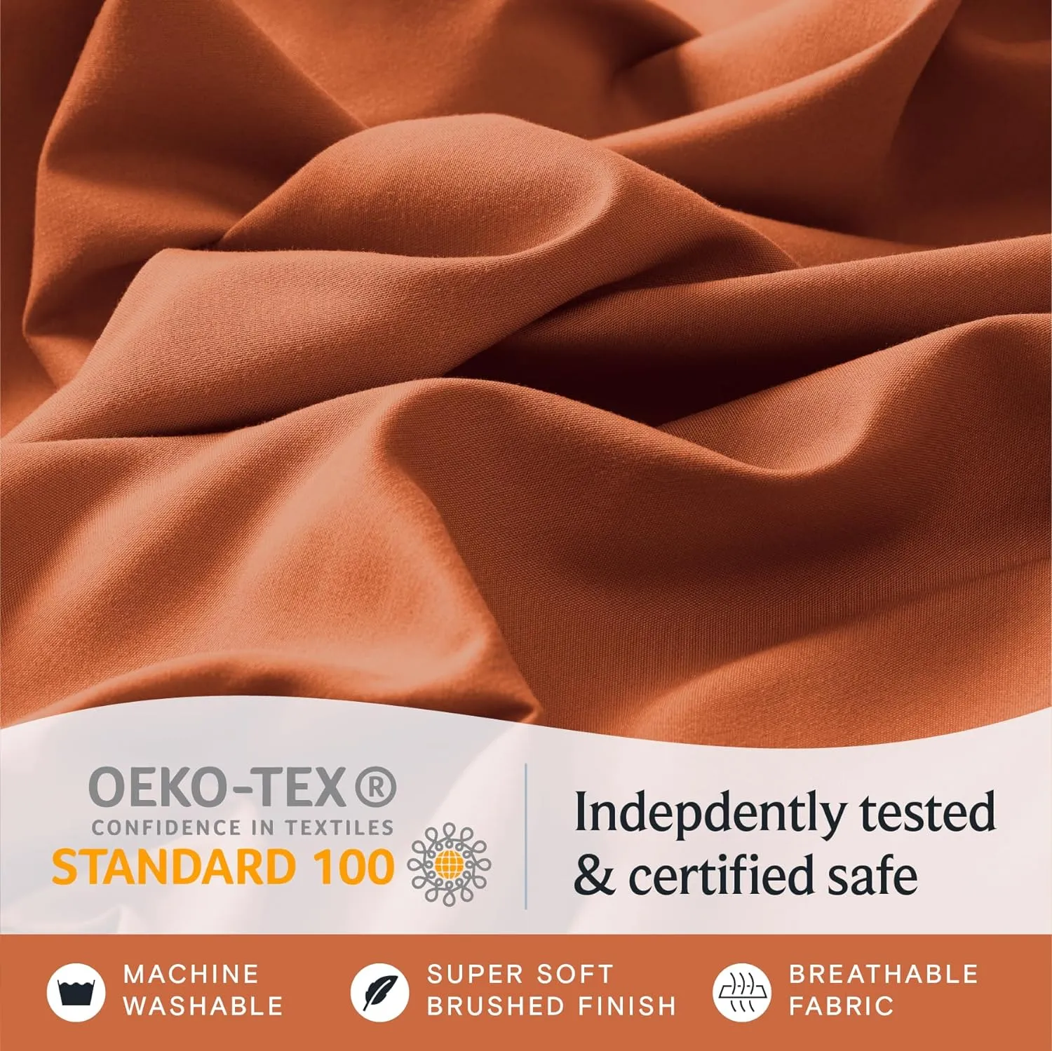 LuxClub 4 PC Sheet Sheets Deep Pockets 18" Eco Friendly Wrinkle Free-Kids-Fitted Sheets Machine Washable Hotel Bedding Silky Soft - Autumn Orange Twin