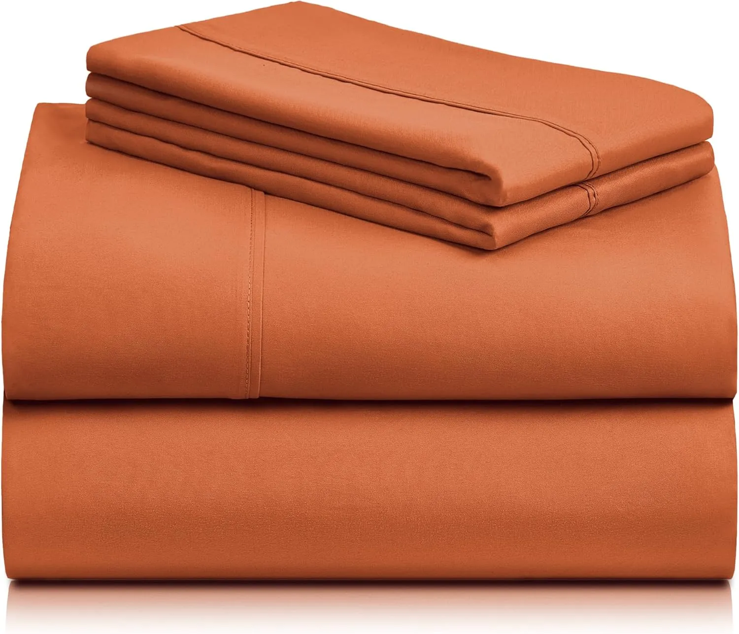 LuxClub 4 PC Sheet Sheets Deep Pockets 18" Eco Friendly Wrinkle Free-Kids-Fitted Sheets Machine Washable Hotel Bedding Silky Soft - Autumn Orange Twin