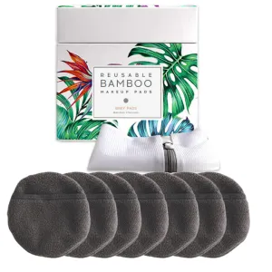 Luxury Bamboo Reusable Makeup Remover Pads, USA Brand (14 Pack) - Four Layer Face Pads With Pocket - Eco-Conscious - Includes Mesh Washing Bag (Grey)