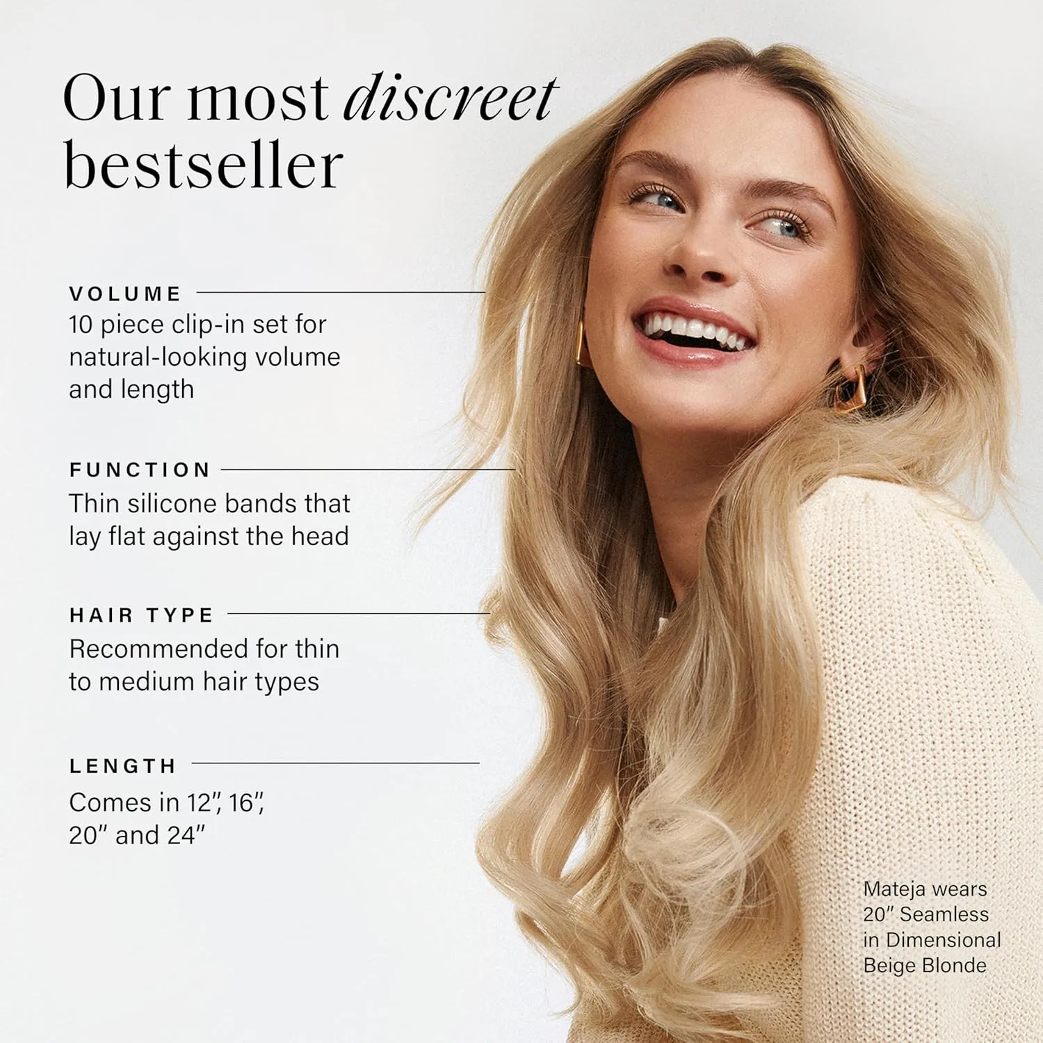 Luxy 100% Remy Human Hair - Seamless Clip-In Hair Extensions - Multi-Dimensional Color for Natural Blending, Adds Volume & Length 160 grams 16" Beige Blonde Balayage
