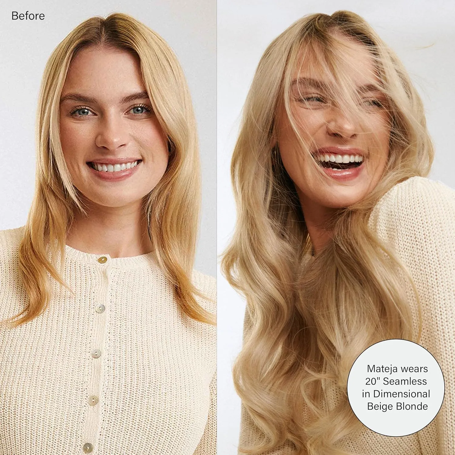 Luxy 100% Remy Human Hair - Seamless Clip-In Hair Extensions - Multi-Dimensional Color for Natural Blending, Adds Volume & Length 160 grams 16" Beige Blonde Balayage