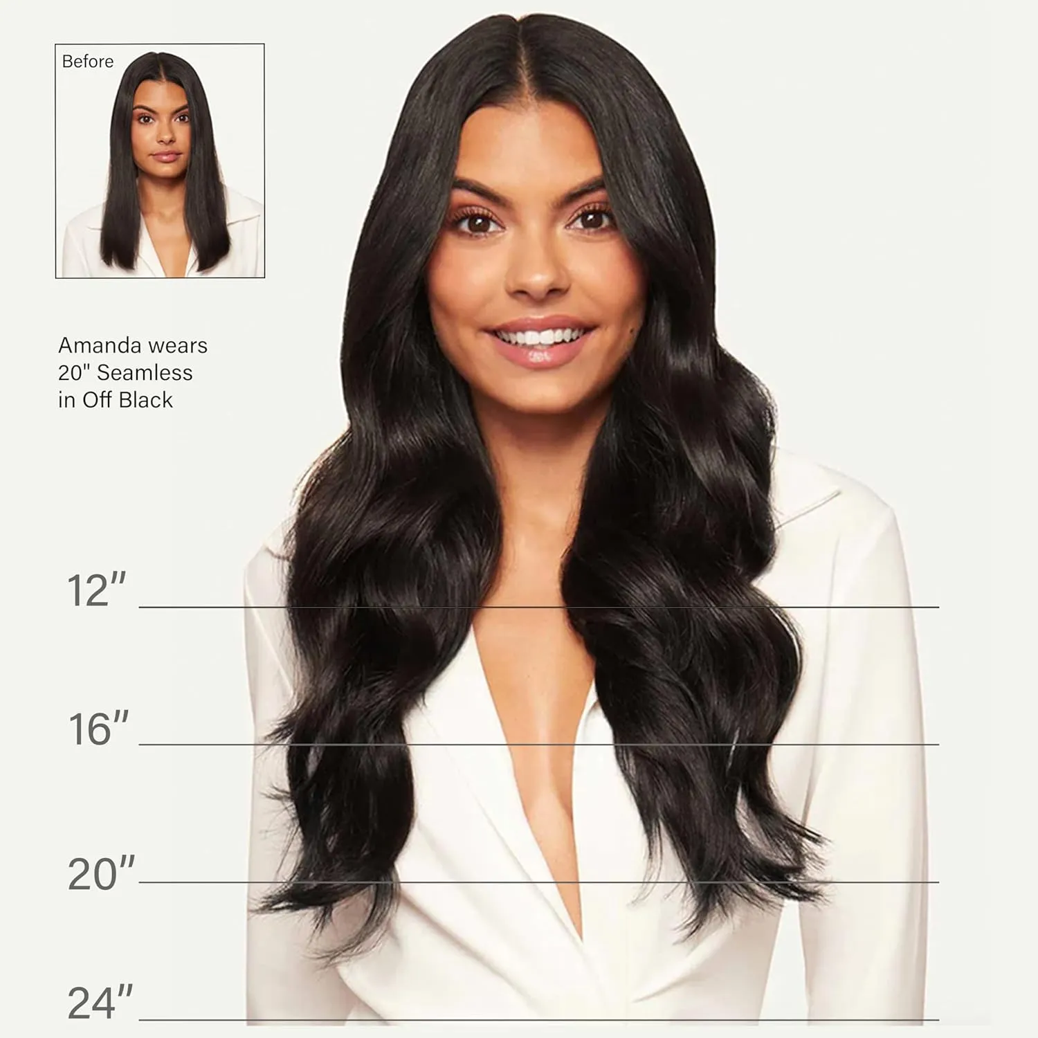 Luxy Hair 20" Jet Black Halo Clip-In Hair Extensions (180 grams) 100% Remy Human Hair, Quick Volume, 10-Piece Set, Blends Easily