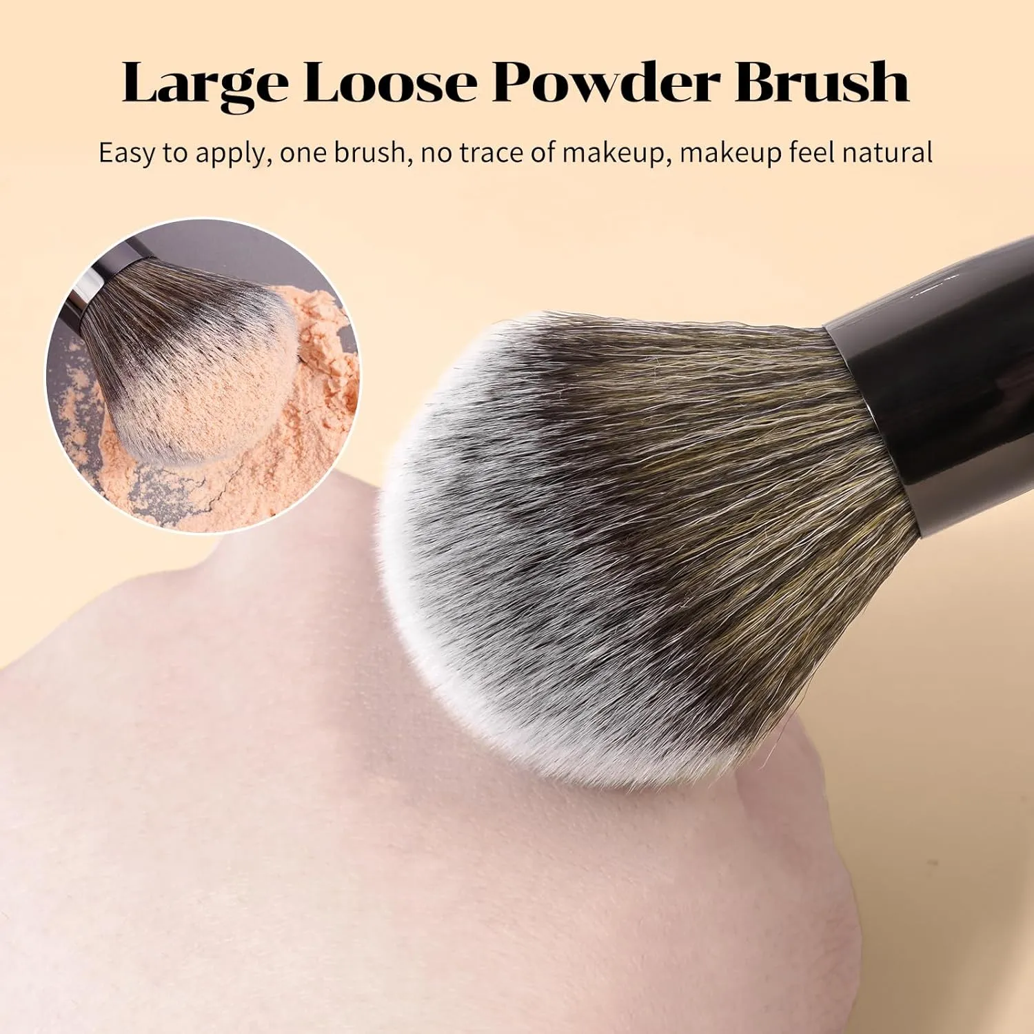 MAANGE 7pcs Makeup Brush Set Double Sided Kabuki Makeup Brushes Contour Brush for Foundation Liquid Powder Concealer Cream Cosmetics Bronzer Blending Blush Buffing Makeup Tools (Black)