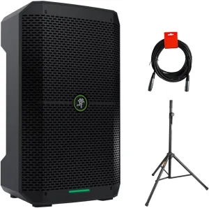 Mackie Thump Go 8" Portable Bluetooth Battery-Powered Loudspeaker Bundle with Steel Speaker Stand and XLR-XLR Cable