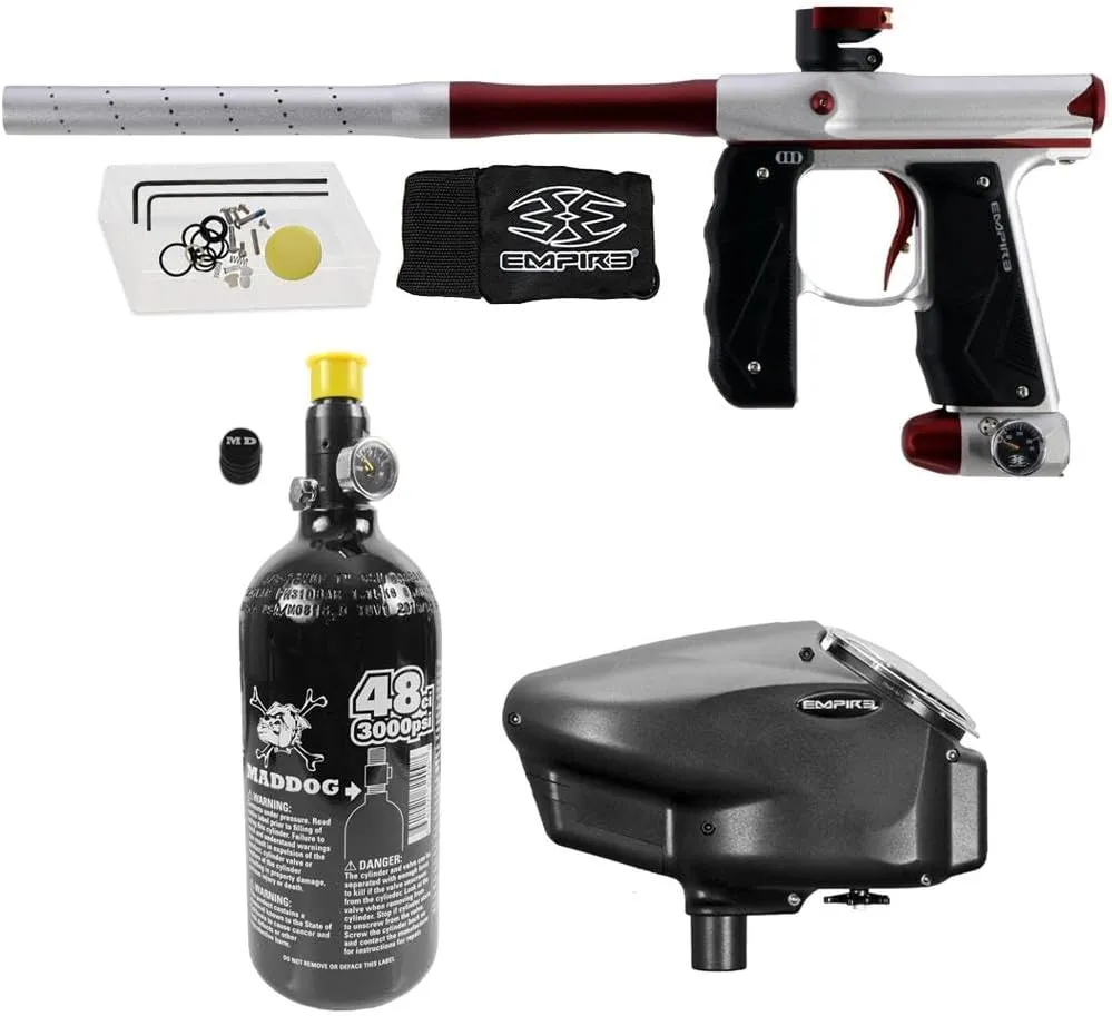 Maddog Empire Mini GS Electronic Full Auto Paintball Gun Marker w/ 48/3000 HPA Paintball Tank & Empire Halo Too Electronic Paintball Loader Starter Package