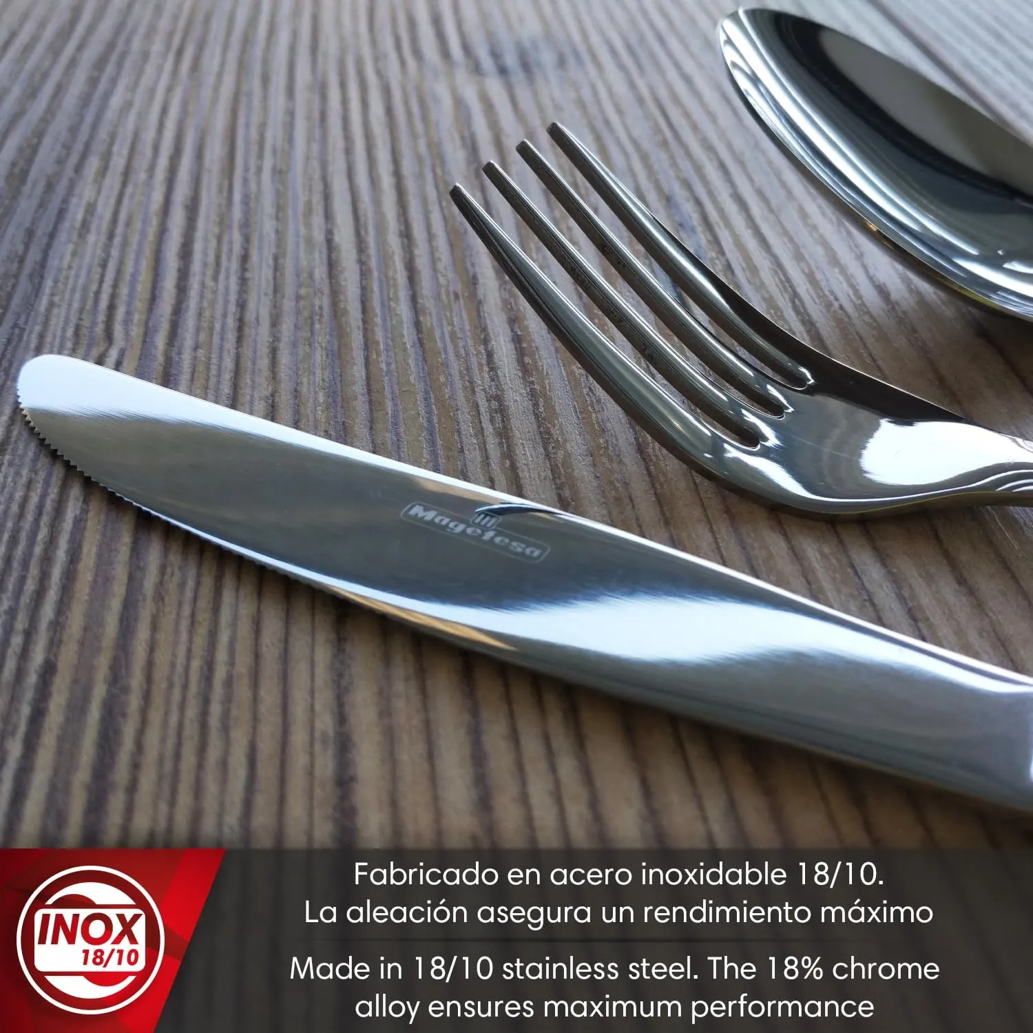 MAGEFESA Cordoba 24-Piece Stainless Steel Flatware Set - Premium 18/10 Silverware for 6 People, Elegant Blue Gift Box Included