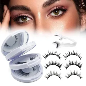 Magnetic Lashes Kit, 3 Pairs Faux Mink Magnetic Eyelashes with Applicator, No Glue Needed, Reusable, Natural Look