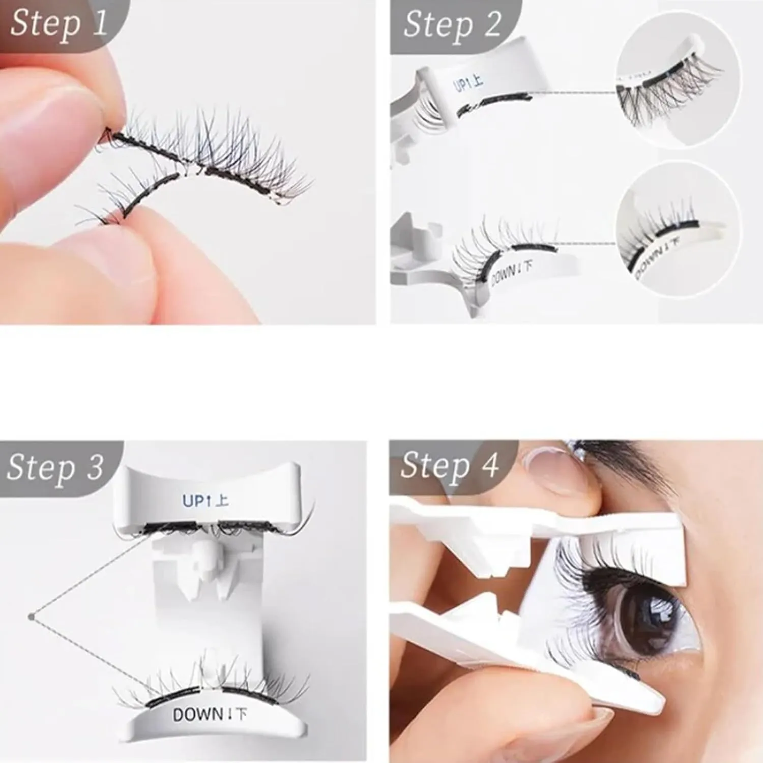 Magnetic Lashes, Magnetic Lashes, Magnetic Lashes, Magnetic Lashes with Applicator, Natural Look No Glue or Eyeliner, Reusable(Simple, 2 pair)