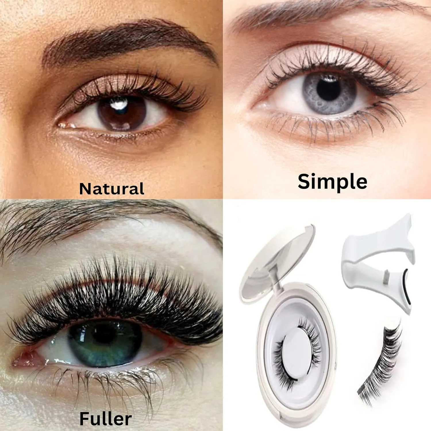 Magnetic Lashes, Magnetic Lashes, Magnetic Lashes, Magnetic Lashes with Applicator, Natural Look No Glue or Eyeliner, Reusable(Simple, 2 pair)