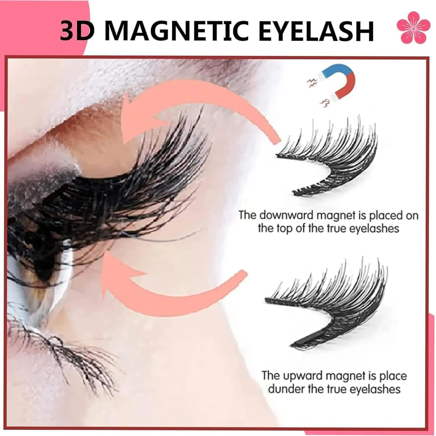 Magnetic Lashes, Magnetic Lashes, Magnetic Lashes, Magnetic Lashes with Applicator, Natural Look No Glue or Eyeliner, Reusable(Simple, 2 pair)