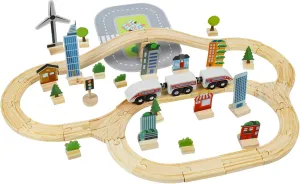 Magnetic Train Set, Toy Train with Wooden Train Track and Accessories, Children's Educational Toys, Sustainable Sensory Toys, Kids Toys for Boys Girls Ages 3 , 72-Piece Train Set