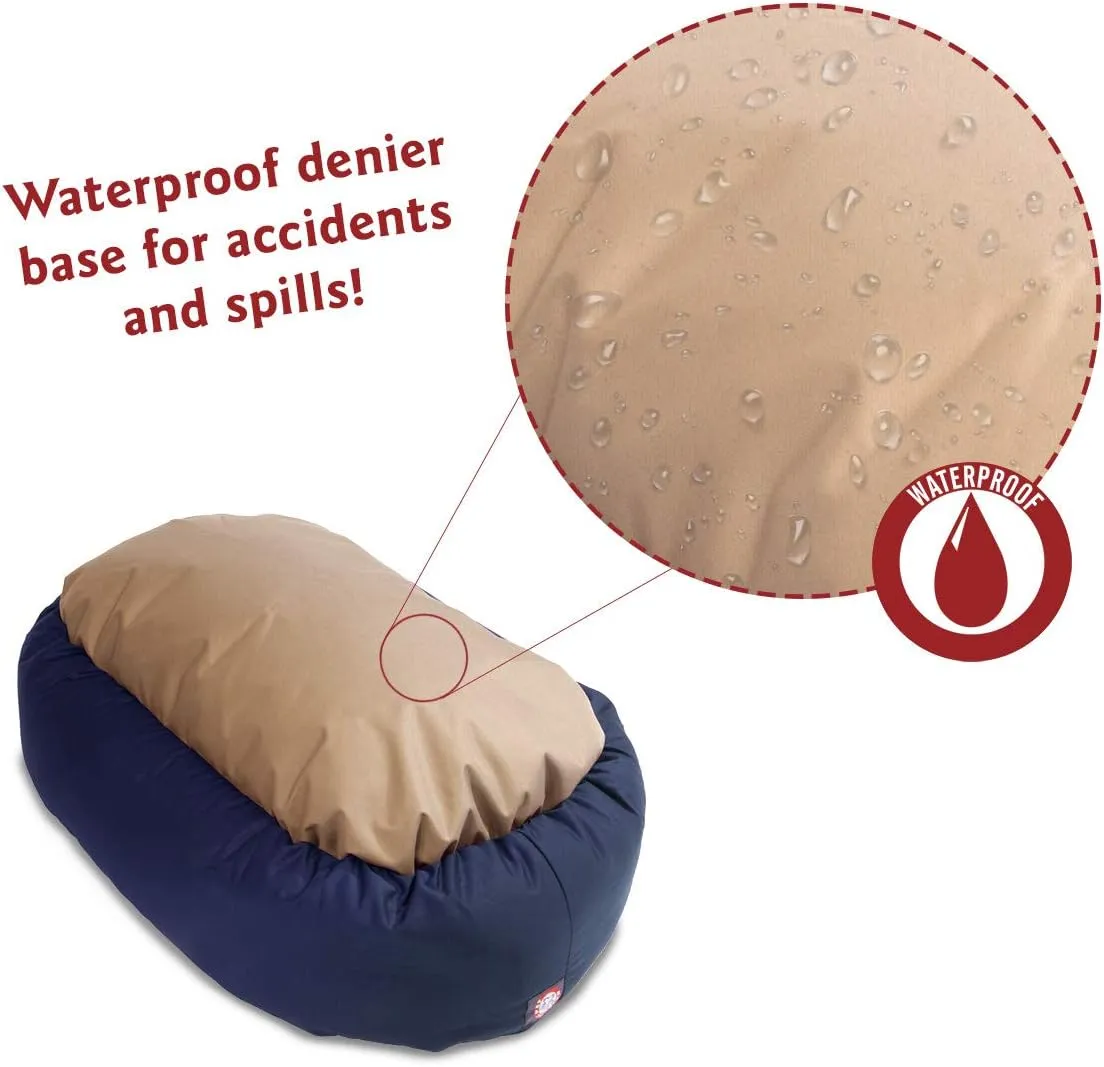 Majestic Pet 40 Inch Poly-Cotton Sherpa Calming Dog Bed Washable – Cozy Soft Round Dog Bed with Spine for Head Support - Fluffy Donut Dog Bed 40x29x9 (inch) – Round Pet Bed Large - Navy Blue