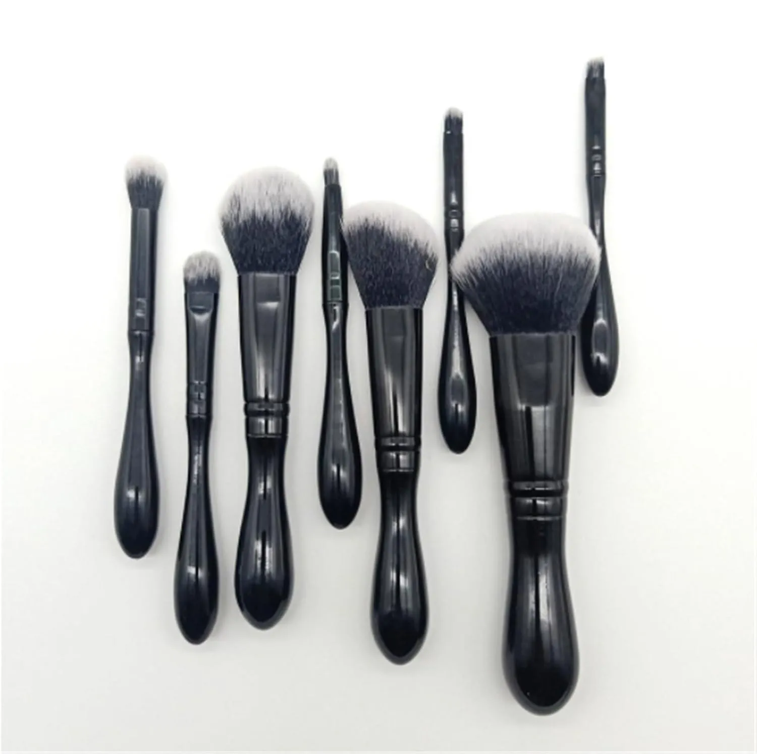 Make Up Brushes Set Makeup Brush Set 8 Pieces Black Portable For Eyes And Face Contour Brush Set Makeup Tools Set(Black)