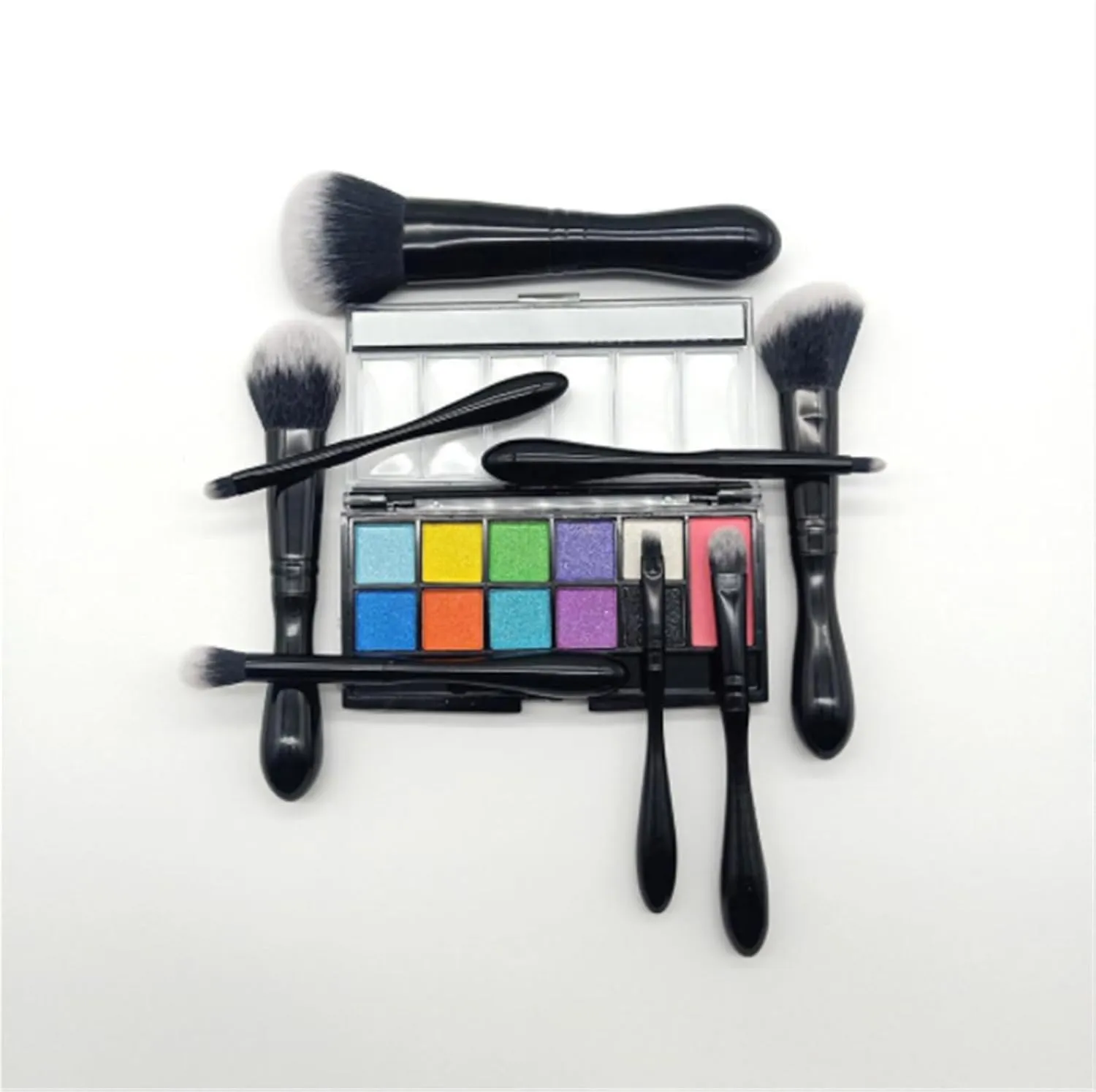 Make Up Brushes Set Makeup Brush Set 8 Pieces Black Portable For Eyes And Face Contour Brush Set Makeup Tools Set(Black)