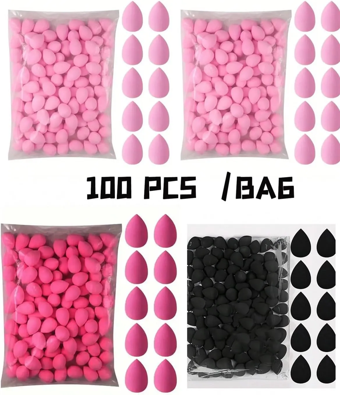 Makeup Remover Pads 100 Count Makeup Sponge Egg Set - Hydrophilic PU Beauty Sponge(Pink)