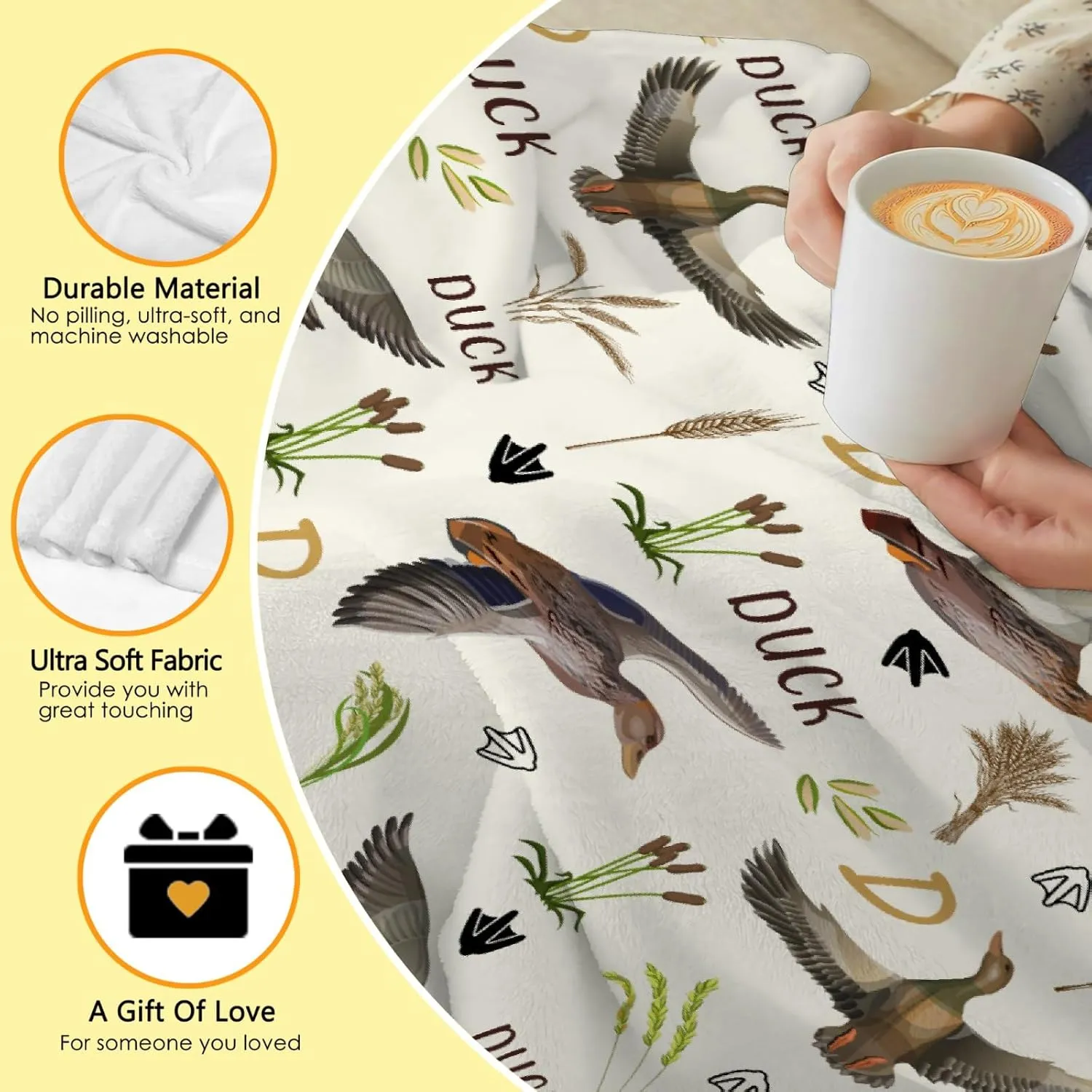 Mallard Duck Throw Blanket Ultra Soft Cozy Duck Animal Blankets for Women Men Cute Duck Blanket for Couch Bed Outdoor Duck Gifts for Duck Lovers 40"x50"for Kids/Child