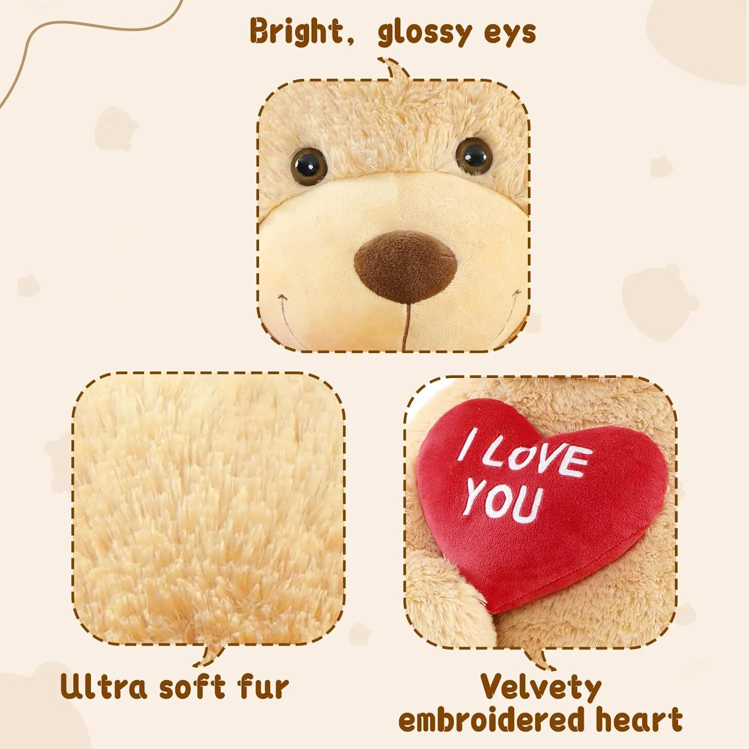 MaoGoLan Big Teddy Bear Stuffed Animal, Soft and Cuddly Giant Teddy Bear Plush with I Love You Red Heart,Valentines Gift for Kids,Girlfriend,Boyfriend,Lover,36 inches