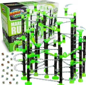 Marble Genius Marble Rails Extreme Set, 625 Piece Marble Run for Kids 8  (55 Marbles, 80 Rail Pieces, 20 Base Pieces & More), STEM, Full-Color Instructions, Great for Kids & Teens