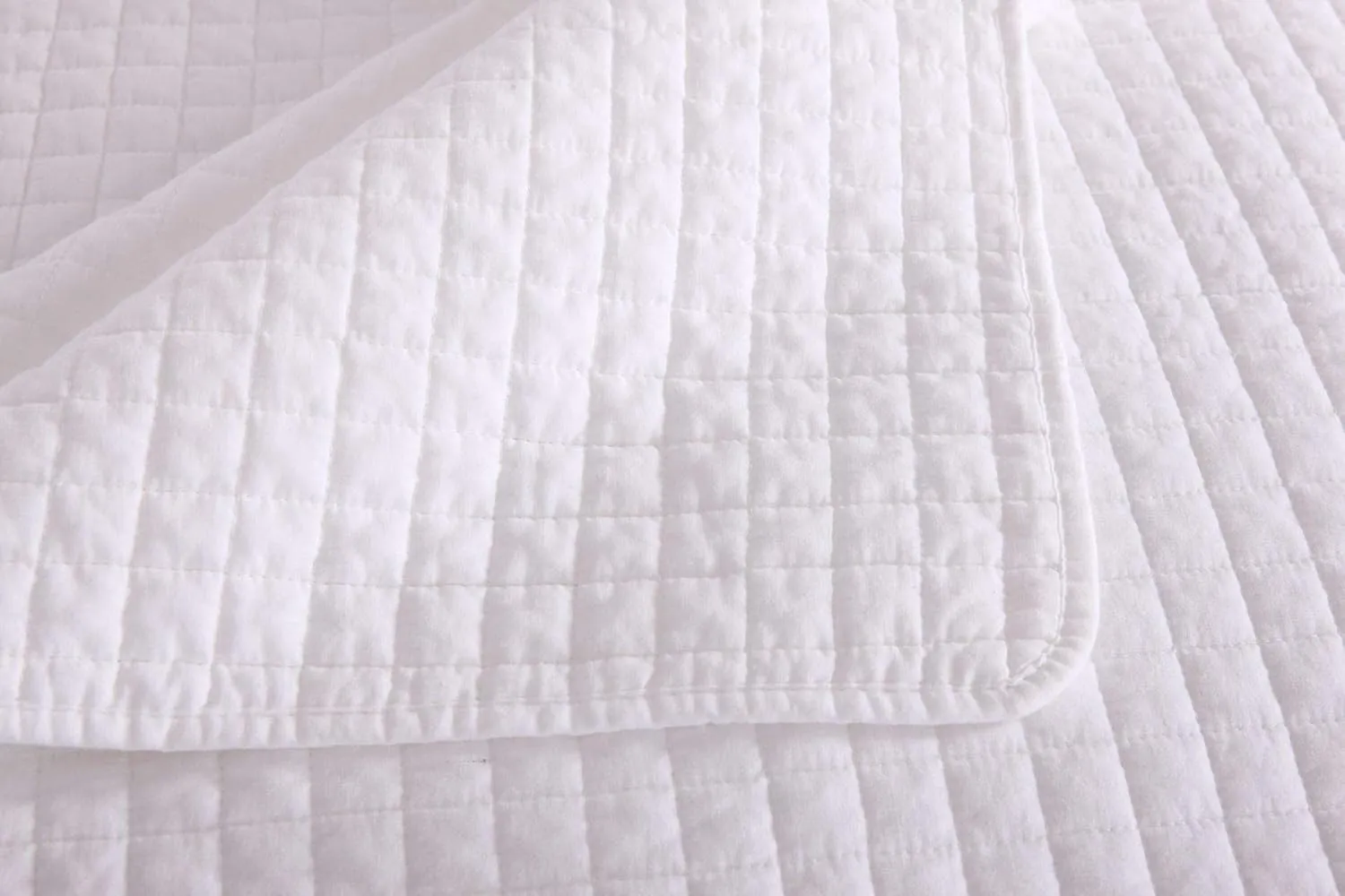 MarCielo 3 Piece 100% White Cotton Quilt Set Lightweight Bedspread Bed Coverlets Comforter Set, Check (King)